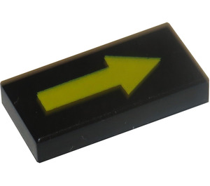 LEGO Black Tile 1 x 2 with Yellow Arrow with Groove (3069)