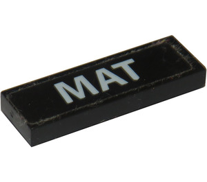 LEGO Black Tile 1 x 3 with 'MAT' Sticker (63864)