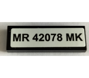 LEGO Black Tile 1 x 3 with 'MR 42078 MK' Sticker (63864)