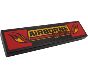 LEGO Black Tile 1 x 4 with "AIRBORNE Spoilers" and Flames Sticker (2431)