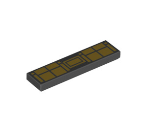 LEGO Black Tile 1 x 4 with Batman Gold Belt Pouches (2431 / 39078)