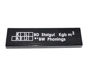 LEGO Noir Tuile 1 x 4 avec 'BD Stalgul Kgb m² BW Phonings' Autocollant (2431)