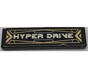 LEGO Black Tile 1 x 4 with 'Hyper Drive' Sticker (2431)