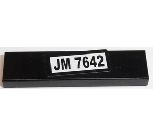 LEGO Black Tile 1 x 4 with "JM 7642" Sticker (2431)