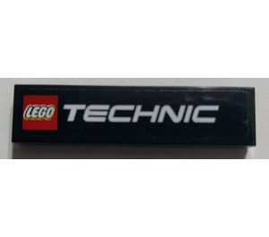 LEGO Schwarz Fliese 1 x 4 mit 'LEGO' Logo und (TECHNIC) Aufkleber (2431)