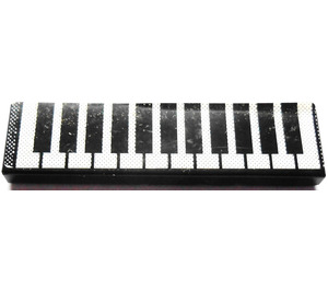 LEGO Noir Tuile 1 x 4 avec Piano Keyboard Autocollant (2431)