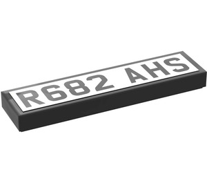 LEGO Zwart Tegel 1 x 4 met 'R682 AHS' Aan Wit Background Sticker (2431)