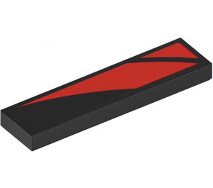 LEGO Black Tile 1 x 4 with Red Curved Stripes (Left) Sticker (2431)