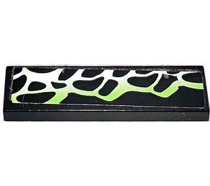 LEGO Black Tile 1 x 4 with White and Greenish Scales (Right) Sticker (2431)
