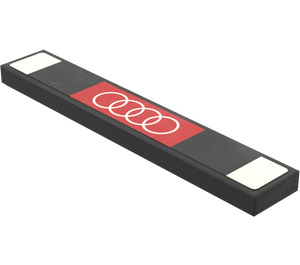 LEGO Black Tile 1 x 6 with Audi Emblem (4 white Rings on red) Sticker (6636)