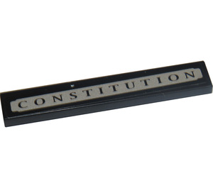 LEGO Schwarz Fliese 1 x 6 mit 'CONSTITUTION' im Weiß Plaque Aufkleber (6636)