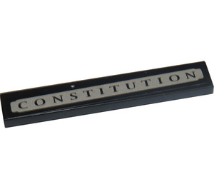 LEGO Zwart Tegel 1 x 6 met 'CONSTITUTION' in Wit Plaque Sticker (6636)