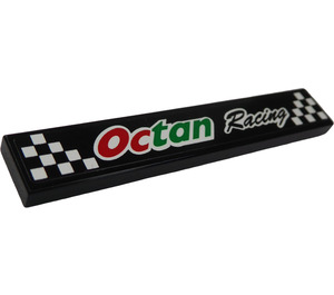 LEGO Black Tile 1 x 6 with Octan Racing Sticker (6636)