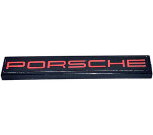 LEGO Black Tile 1 x 6 with Porsche Logo Sticker (6636)