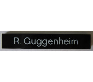 LEGO Schwarz Fliese 1 x 6 mit "R. Guggenheim" (6636 / 87673)
