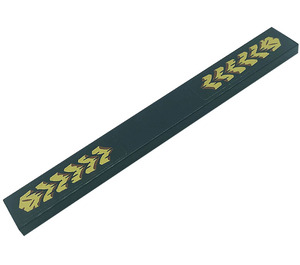 LEGO Black Tile 1 x 8 with Gold Decoration at Each End Sticker (4162)
