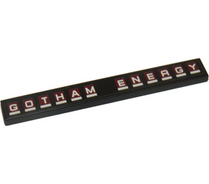 LEGO Black Tile 1 x 8 with "GOTHAM ENERGY" Sticker (4162)