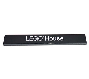 LEGO Zwart Tegel 1 x 8 met 'LEGO House' met "G" Serif (4162 / 18794)