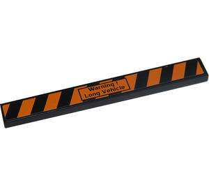 LEGO Black Tile 1 x 8 with Orange Danger Stripes "Warning ! Long Vehicle" Sticker (4162)