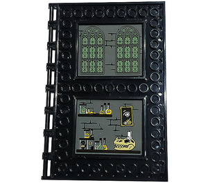 LEGO Black Tile 10 x 16 with Studs on Edges with Shelfs, Skull, Jars, Brick Wall, Picture, Windows Sticker (69934)