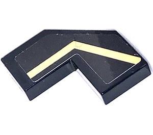 LEGO Black Tile 2 x 2 Corner with Cutouts with Golden Stripe Left Top Sticker (27263)