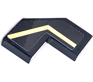 LEGO Black Tile 2 x 2 Corner with Cutouts with Golden Stripe Right Top Sticker (27263)