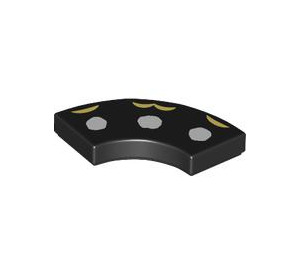 LEGO Black Tile 2 x 2 Curved Corner with White Circles (27925 / 104743)