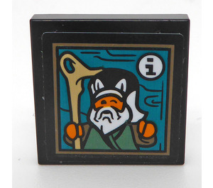 LEGO Black Tile 2 x 2 Inverted with Bearded Man Sticker (11203)