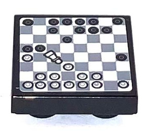 LEGO Sort Flise 2 x 2 Inverteret med Chess Klistermærke (11203)