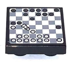 LEGO Noir Tuile 2 x 2 Inversé avec Chess Autocollant (11203)