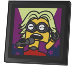 LEGO Black Tile 2 x 2 Inverted with Minion Singing Sticker