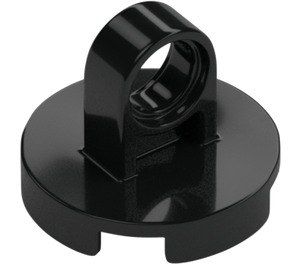 LEGO Noir Tuile 2 x 2 Rond (Anneau de levage épais, support de goujon inférieur) (74698)