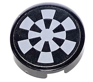LEGO Black Tile 2 x 2 Round with Black and White Dart Board Sticker with "X" Bottom (4150)