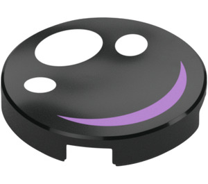 LEGO Black Tile 2 x 2 Round with Face with Smile and 3 eyes with Bottom Stud Holder (14769 / 106582)