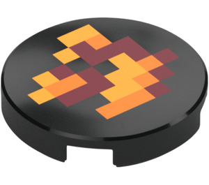 LEGO Black Tile 2 x 2 Round with Fire Charge Decoration with Bottom Stud Holder (37058 / 106305)