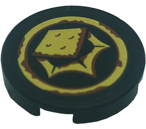 LEGO Black Tile 2 x 2 Round with Gold Round and Decoration Sticker with Bottom Stud Holder (14769)