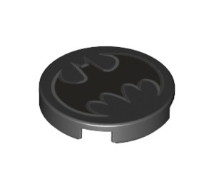 LEGO Black Tile 2 x 2 Round with Gray Batman Logo with Bottom Stud Holder (14769 / 54958)