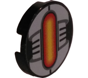 LEGO Black Tile 2 x 2 Round with Headlight (Red / Yellow Gradient) Sticker with "X" Bottom (4150)