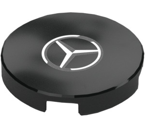 LEGO Black Tile 2 x 2 Round with Mercedes-Benz Logo with Bottom Stud Holder (14769)