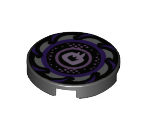 LEGO Black Tile 2 x 2 Round with Ninjago Purple saw blade with Bottom Stud Holder (14769 / 44985)