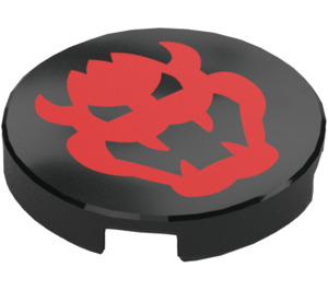 LEGO Black Tile 2 x 2 Round with Red face with Bottom Stud Holder (14769 / 79534)