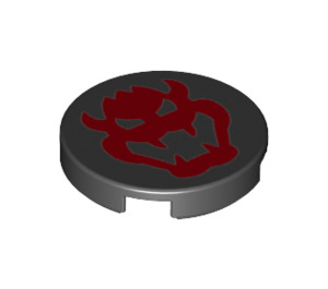 LEGO Black Tile 2 x 2 Round with Red face with Bottom Stud Holder (14769 / 79534)