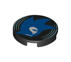 LEGO Black Tile 2 x 2 Round with Sonic the Hedgehog Head with Bottom Stud Holder (14769 / 104213)