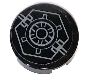 LEGO Black Tile 2 x 2 Round with Star Wars Hexagon and Circle Pattern Sticker with Bottom Stud Holder (14769)