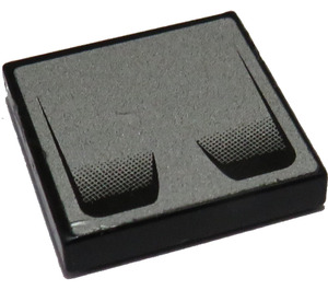LEGO Black Tile 2 x 2 with Air Vents Sticker with Groove (3068)