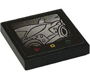 LEGO Noir Tuile 2 x 2 avec Auto Design et Buttons sur Tablet Screen Autocollant avec rainure (3068)