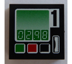 LEGO Noir Tuile 2 x 2 avec Control Panneau 60016 Autocollant avec rainure (3068)
