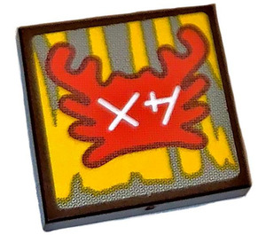 LEGO Black Tile 2 x 2 with Crab & 'AB' in Ninjargon Sticker with Groove (3068)