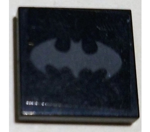 LEGO Zwart Tegel 2 x 2 met Dark grey batman logo Sticker met groef (3068)