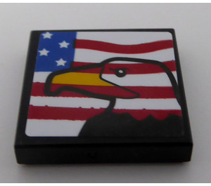 LEGO Zwart Tegel 2 x 2 met Eagle Aan American Vlag Sticker met groef (3068)